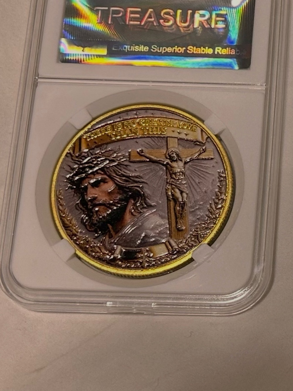 Gold-Tone Religious Commemorative Coin - Brown/Gold 25/30 left